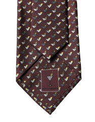 Dolce & Gabbana Burgundy Geometric Silk Adjustable Men Tied Necktie Tie