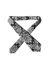 Dolce & Gabbana Black Silver Floral Silk Adjustable Women Necktie Tie