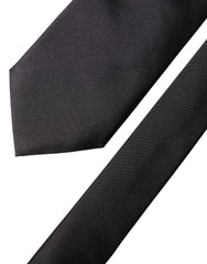 Dolce & Gabbana Black Satin 100% Silk Adjustable Women Tied Necktie Tie