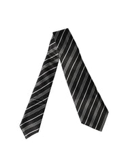 Dolce & Gabbana Black White Stripes Silk Adjustable Women Necktie Tie