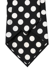 Dolce & Gabbana Black White Polka Dot Silk Adjustable Women Necktie Tie