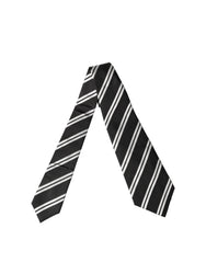 Dolce & Gabbana Black White Stripes Silk Adjustable Women Necktie Tie