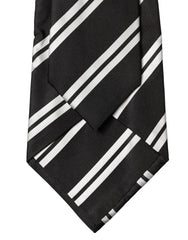 Dolce & Gabbana Black White Stripes Silk Adjustable Women Necktie Tie