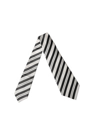 Dolce & Gabbana Black White Stripes Silk Adjustable Women Necktie Tie