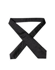 Dolce & Gabbana Black Satin Silk Blend Adjustable Women Tied Necktie Tie