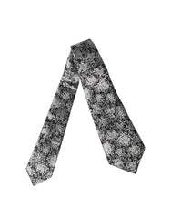 Dolce & Gabbana Black Silver Floral Silk Adjustable Women Necktie Tie