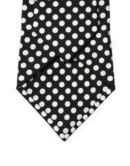 Dolce & Gabbana Black White Polka Dot Silk Adjustable Women Necktie Tie