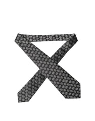Dolce & Gabbana Black White Geometric Silk Adjustable Women Necktie Tie