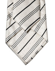 Dolce & Gabbana White Black Stripes Silk Adjustable Women Necktie Tie