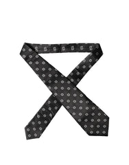 Dolce & Gabbana Black White Geometric Silk Adjustable Women Necktie Tie
