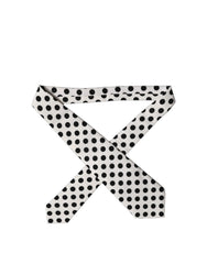 Dolce & Gabbana White Black Polka Dot Silk Adjustable Women Necktie Tie