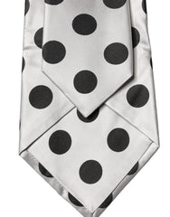 Dolce & Gabbana White Black Polka Dot Silk Adjustable Women Necktie Tie