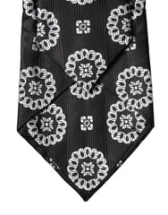 Dolce & Gabbana Black White Floral Silk Adjustable Women Necktie Tie