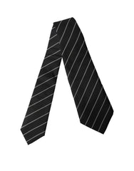 Dolce & Gabbana Black White Stripes Wool Adjustable Women Necktie Tie