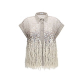 Brunello Cucinelli Beige Silk Shortsleeve Shirt