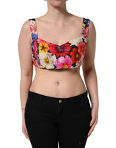 Dolce & Gabbana Multikleurig Gebloemde Cropped Bustier Tanktop