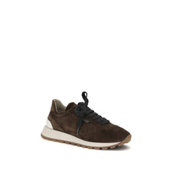 Brunello Cucinelli Brown Calf Leather Bos Taurus Athletic Sneakers