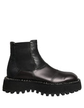 Dolce & Gabbana Black Leather Slip On Chelsea Boots Shoes