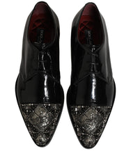 Dolce & Gabbana Black Embellished Men Derby Dress Formal Shoes