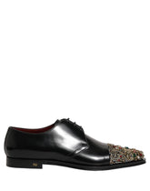 Dolce & Gabbana Black Embellished Derby Dress Formal Shoes