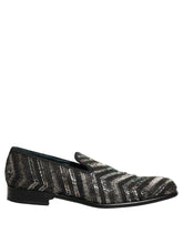 Dolce & Gabbana Black Silver Embellished Slip On Loafers Shoes