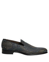 Dolce & Gabbana Black Floral Brocade Slip On Loafers Shoes