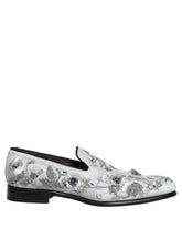 Dolce & Gabbana White Floral Embellished Men Loafers Shoes