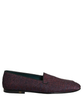 Dolce & Gabbana Maroon Glitter Lurex Logo Dress Loafers Shoes