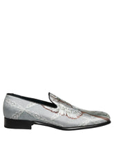 Dolce & Gabbana Gray Baroque Angel Velvet Men Loafers Shoes