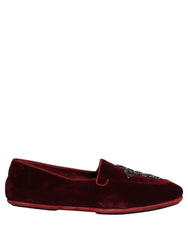 Dolce & Gabbana Red Suede Embellished Men Dress Loafers Shoes
