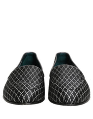 Dolce & Gabbana Black Velvet Diamond Stitched Loafers Shoes