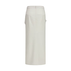 Givenchy White Wool Oves Aries Long Skirt