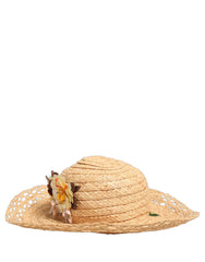 Dolce & Gabbana Women Beige Wide Brim Floral Bucket Capello Hat