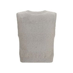 Brunello Cucinelli Beige Cotton Sleeveles Sweater