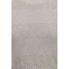 Brunello Cucinelli Beige Cotton Sleeveles Sweater