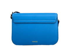 Versace La Medusa Blaue Leder Schulter-Umhängetasche