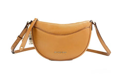 Michael Kors Dover Small Luggage Half Moon Crossbody Tas Portemonnee van Getextureerd Leer