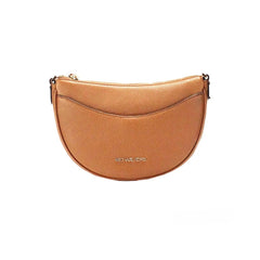 Michael Kors Dover Small Luggage Half Moon Crossbody Tas Portemonnee van Getextureerd Leer