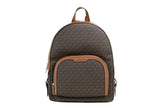 Michael Kors Jaycee Großer Rucksack aus braunem Signature PVC