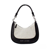 Marc Jacobs Naturfarbener schwarzer Canvas-Leder-Hobo-Schultertasche