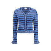 Ganni Blue Cotton Cardigan