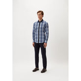 Bikkembergs Navy Blue Cotton Pattern Shirt