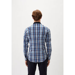 Bikkembergs Navy Blue Cotton Pattern Shirt