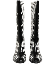 Dolce & Gabbana Black White Zebra Knee High Men Boots Shoes