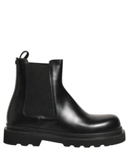 Dolce & Gabbana Black Chelsea Boots Leather Slip On Men Shoes