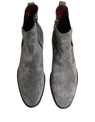Dolce & Gabbana Gray Suede Leather Chelsea Boots Shoes
