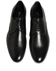 Dolce & Gabbana Dress Black Leather Lace Up Derby Men Shoes
