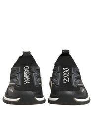 Dolce & Gabbana Black White Sorrento Slip-On Logo Sneakers Shoes