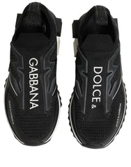 Dolce & Gabbana Black White Sorrento Slip-On Logo Sneakers Shoes