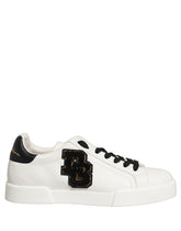 Dolce & Gabbana White Leather DG Logo Low Top Sneakers Shoes